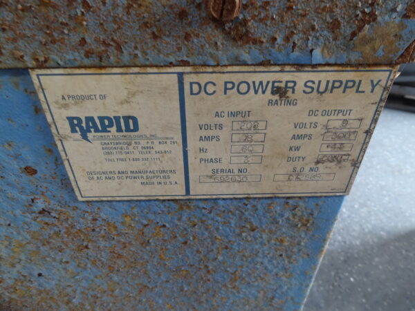 Rapid 500A 208/9V Rectifiers, Qty 5 - Image 4