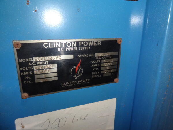 Clinton 3000A 208/460V 0-12V Rectifier - Image 2