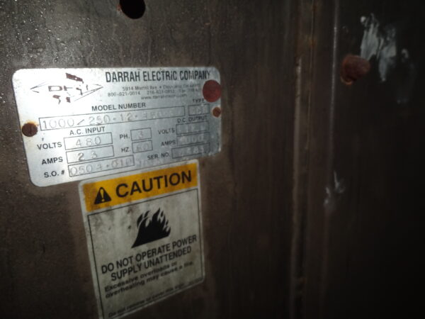 Darrah 1000A 480/12V Rectifier - Image 2